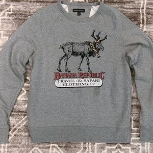 Banana Republic Sweatshirt Men’s Medium M Reindeer Safari Christmas Vintage Gray